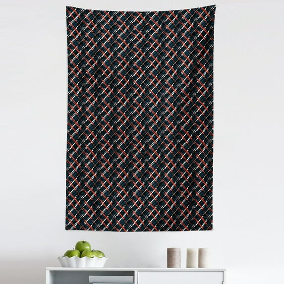 African Tapestry, Grunge Pattern Plaid Style with Bohemian Influences Native and Hipster, Fabric Wall Hanging Decor for Bedroom Living Room Dorm, 5 Sizes, Multicolor, by Ambesonne