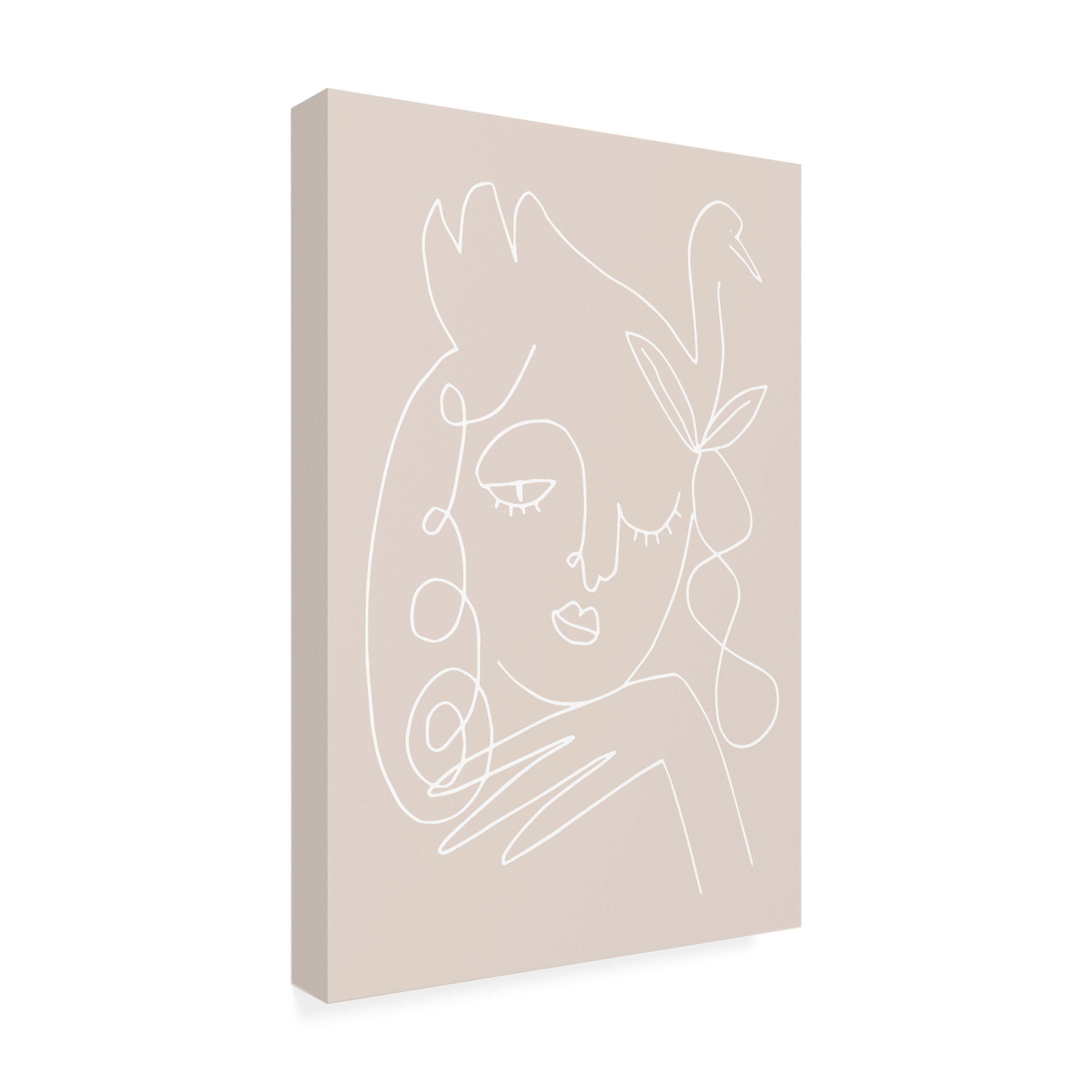 Canvas Wall Art - Pictufy Studio Ii 'The Swan Beige' Wall Art for Living Room, Bedroom, or Office Décor by Trademark Fine Art - 12 x 19 Inches
