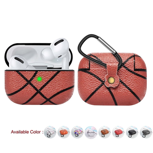 Airpods Pro Case Cover Leather (2019), Case for Airpods Pro, Premium Leather Slim AirPods 3 Case Cover with Hook Compatible for AirPods Pro 2019 (Front LED Visible)