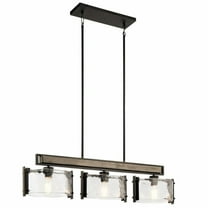 Industrial Farmhouse 3-Light Chandelier in Olde Bronze Finish with Piastra Glass Shades 7.75 inches W X 41.75 inches H Bailey Street Home