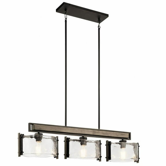 Industrial Farmhouse 3-Light Chandelier in Olde Bronze Finish with Piastra Glass Shades 7.75 inches W X 41.75 inches H Bailey Street Home