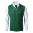 thumbnail image 4 of Mens Sweater Vest V Neck Cable Knit Sweater,Sleeveless Regular Fit Casual Pullover for Fall Winter Layered Wear, 4 of 5