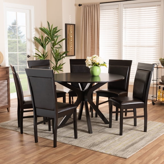 Baxton Studio Jeane Modern Dining Set, Espresso Brown
