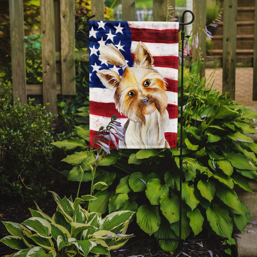Carolines Treasures CK1382GF Yorkie Yorkshier Terrier Patriotic Flag Garden Size  Small multicolor