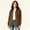 Brown, variant on Women’s Long Sleeve Drawstrings Hooded Corduroy Shacket, Button Down Lightweight Casual Outerwear Shacket,Women's Size S-2XL