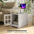 thumbnail image 3 of Coffee Tables HOMCOM End Table with Charging Station, Narrow Side Table with USB Ports and Outlets, Small Table with Hidden Storage and Open Shelf for Living Room, White,Coffee Tables With Storage, 3 of 8
