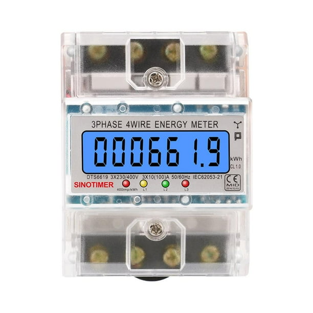 3uds. Contador Trifásico 4 Hilos Eléctrico AC 3*230/400V KWh (carcasa transparente)
