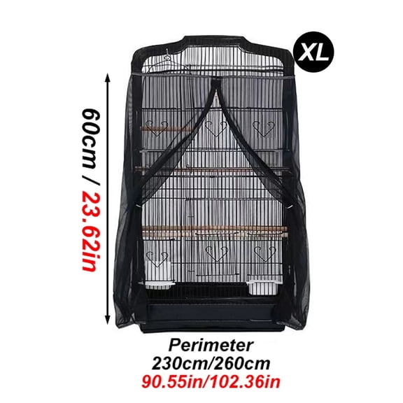 1PC Zippered Parrot Cage Mesh Cover Dust Breathable Design for All Cage Shape Reusable Pet Parrot Bird Cage Cover for Home Decor