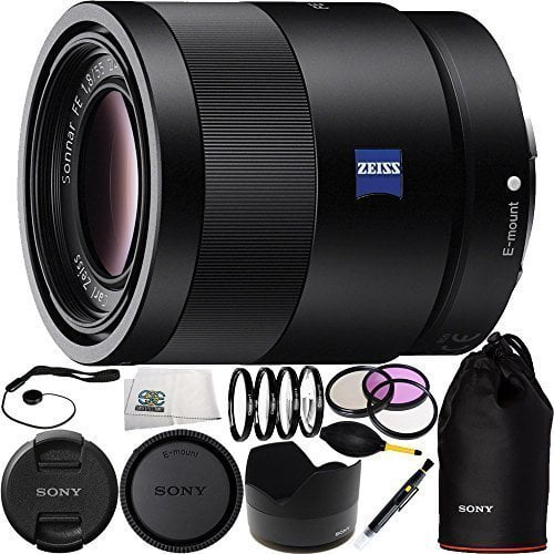 Sony 55mm F1.8 Sonnar T* FE ZA SEL55F18Z Full Frame Prime Lens Bundle 15PC  Accessory Kit. Includes Manufacturer Accessories + 3PC Filter Kit