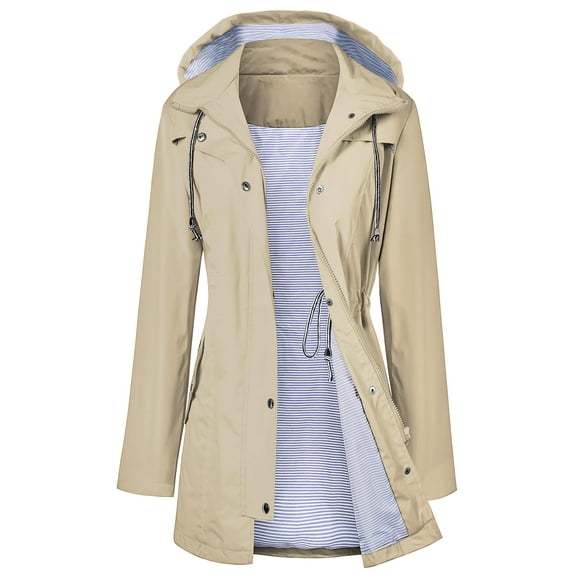 Gabardina impermeable LOMON con capucha larga para mujer