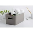 thumbnail image 3 of Superio 5L Small Taupe Ribbed Storage Bin with Lid, Plastic Storage Basket, 3 of 9