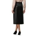 thumbnail image 3 of INSPIRE CHIC Women's Faux Leather Skirt PU High Waist Business Casual Knee Length Skirts S Black, 3 of 5