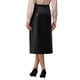 thumbnail image 3 of Falda de cuero sintético para mujer INSPIRE CHIC, cintura alta, casual de negocios, longitud hasta la rodilla, S, negro, 3 of 5