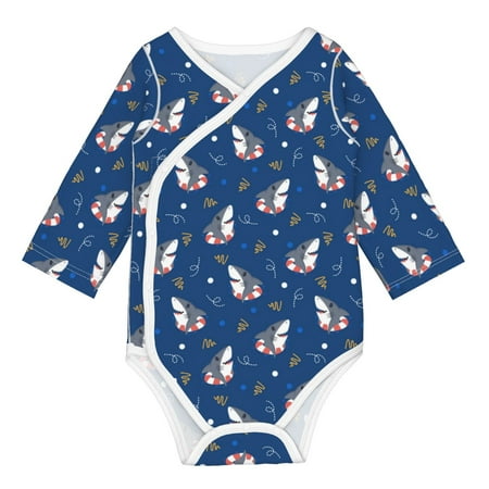 

Matuu Party Shark Cute for Baby Long-Sleeve Bodysuit Soft Cotton Comfortable and Breathable Perfect for Newborns and Infants