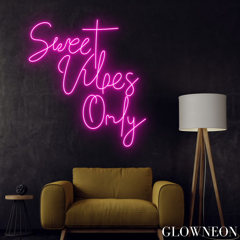 Glowneon Sweet Vibes Only Neon Sign, Wedding Led Sign, Bedroom