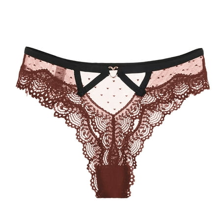 

Underwear For Women Lace Low Waist Fashion Breathable Cotton Crotch Thong Super Hot Panties 3 Pack