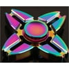KuKu Fidget Hand Finger Quad Spinner Color Rainbow Aluminum Metal Toy - For Kids, Adult, Anxiety, Stress Relief , Desk