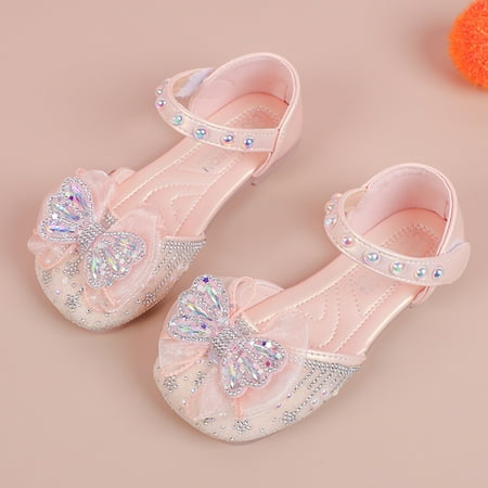 

JLFKNG Fashion Sandals For Girls Adorable Sparkly Closed Toe Girls Flat Dance Performance Sandals With Adjustable Straps Cool Summer Shoes