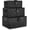 Black, variant on Set of 3 Woven Wicker Storage Basket Box with Lids & Lock, Built-in Carry Handles, Multifunctional Storage Organizer for Nursery, Baby, Clothes, Toys, Books, Large/Medium/Small Size (Blue)