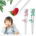 thumbnail image 4 of 1 Pair Cartoon Kids Toughness Baby Eating Helper Learning Chopsticks Beginner Chopstick Training Chopsticks GREEN, 4 of 8