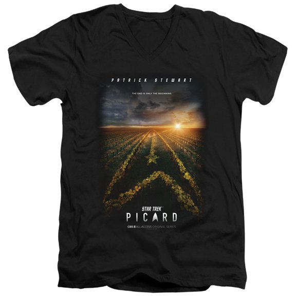 Star Trek Picard Picard Poster Adult V-Neck 30/1 T-Shirt Black