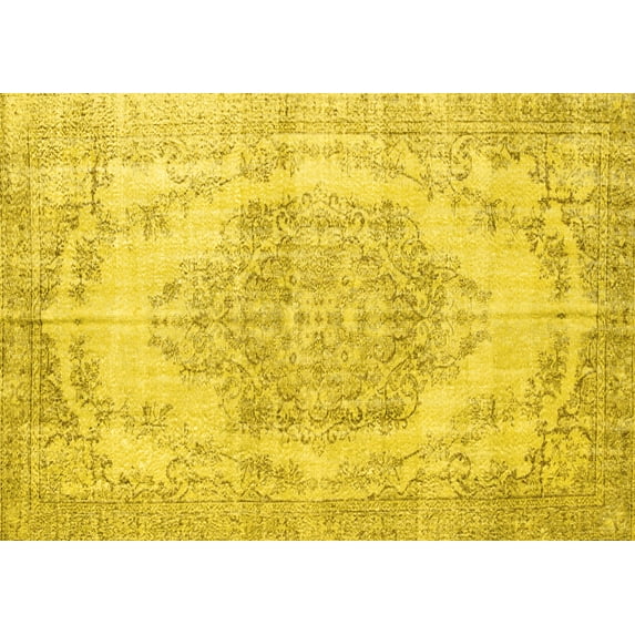 Ahgly Company Indoor Rectangle Persian Yellow Traditional Area Rugs, 7' x 10'