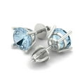thumbnail image 2 of Clara Pucci 4Ct Natural Swiss Blue Topaz Round Cut VVS1 Screw Back Stud 14k Solid hypoallergenic Gold Designer Earrings For December, 2 of 7
