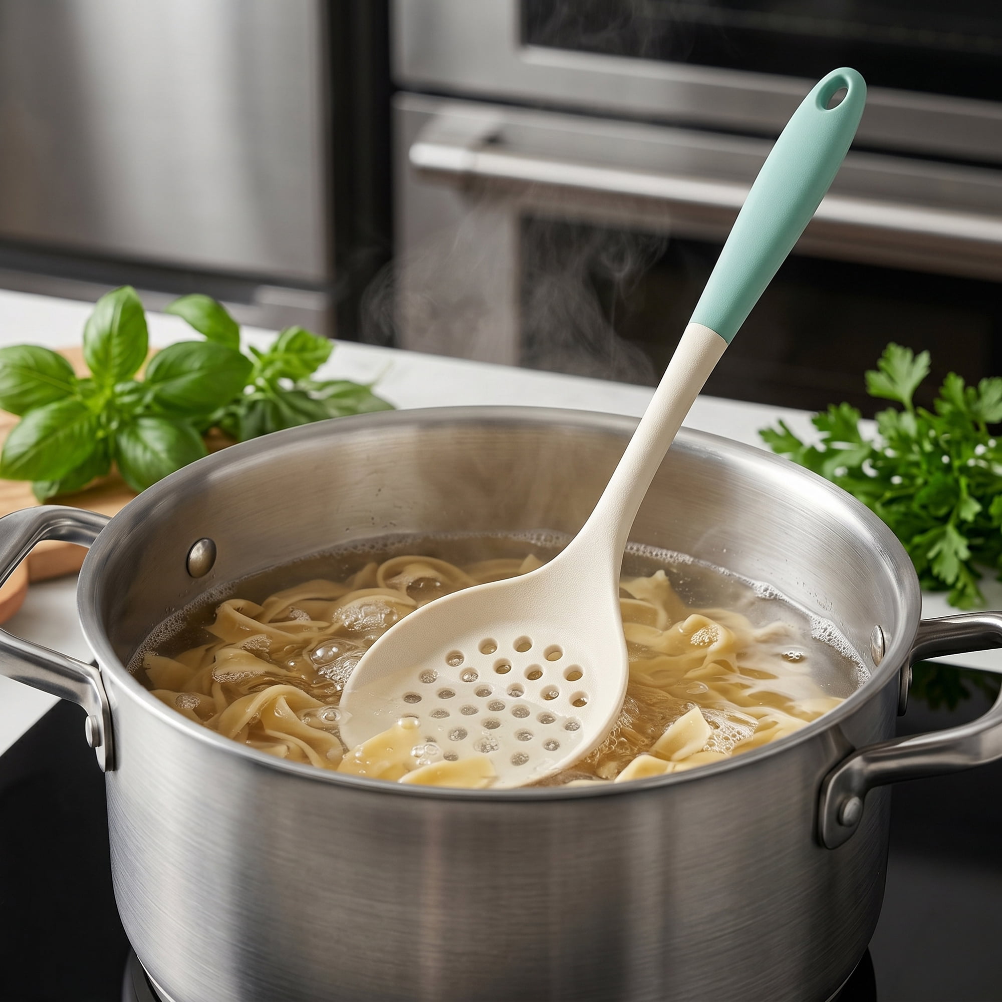 Unique Bargains Non Stick Heat Resistant Silicone Spoon Slotted spoon B 12.8x3.9in