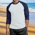 thumbnail image 2 of Abomasnow Mens Big and Tall Athletic Shirts 3/4 Length Sleeve Crewneck Color Block Shirts Casual Soft Workout Running Basic Shitrts, 2 of 5