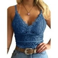thumbnail image 2 of ZOELNIC Sleeveless V-Neck Spaghetti Straps Push Up Crop Top Lace Bra Tank Tops, 2 of 3