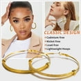 thumbnail image 6 of ChainsHouse Gold Plated Hoop Earring for Women Half Mesh Link Hypoallergenic Trendy Large Hoops, 80mm, 6 of 9