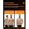 thumbnail image 3 of HENNCHEE Men's Heated Fleece Jacket with 12V 16,000mAh Battery, 5 Heating Zones & Dual Controls, Zip-Up Heated Sweatshirt, Gray/X-Large, 3 of 9