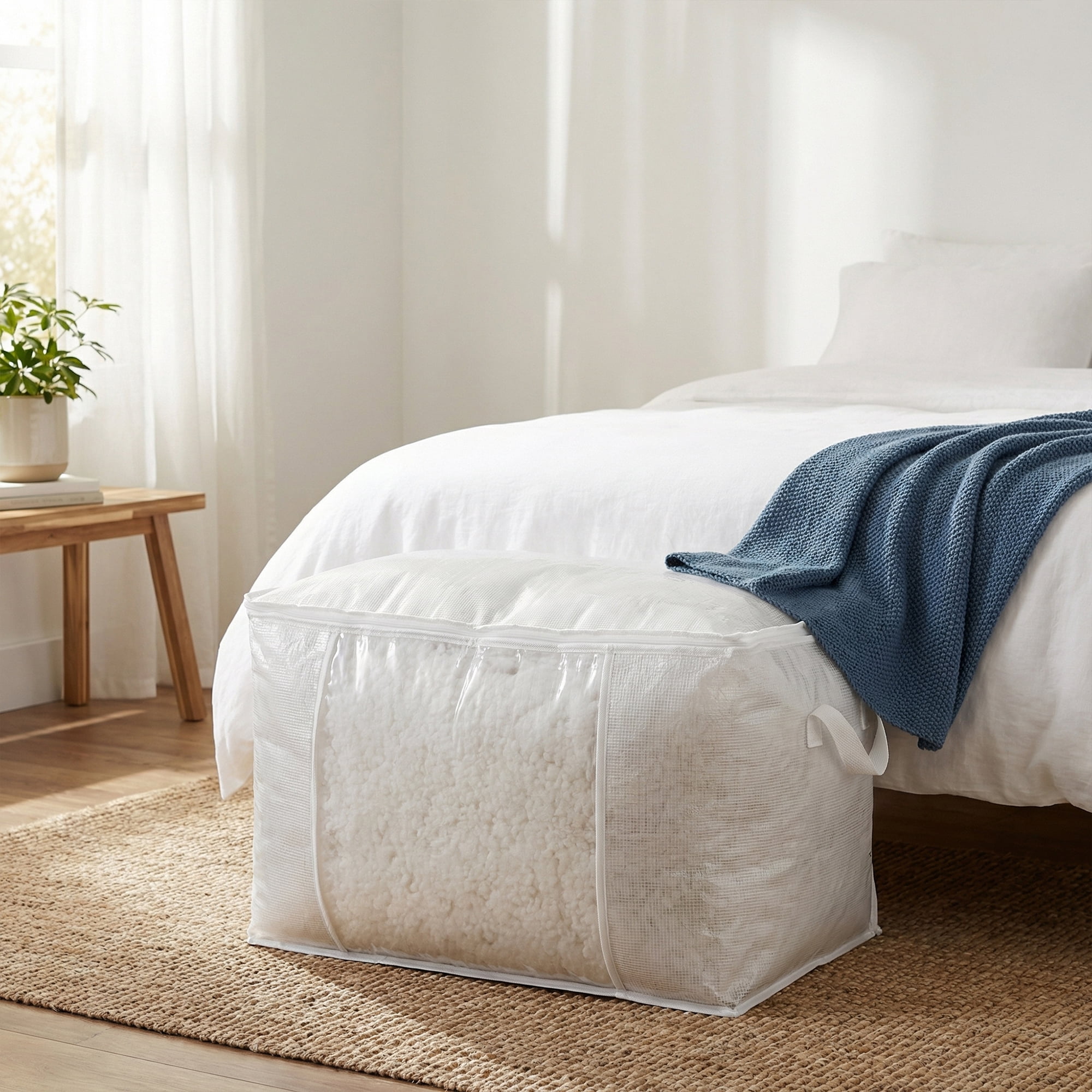 Unique Bargains Clothes Storage Bags for Organizing Comforter Clear 23.6"x14.6"x13.8"
