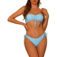 thumbnail image 1 of Conjuntos de bikini de dos piezas con tirantes y estampado floral, parte inferior triangular con lazo, trajes de baño, azul, talla X-Large, 1 of 5