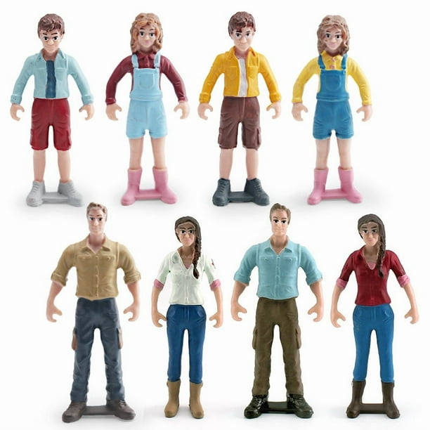 Juego de figuras en miniatura de 8 figuras humanas de PVC para micropaisajes