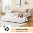 thumbnail image 4 of Tamaño individual daybed trundle-metal tamaño individual trundle marco cama sofa marco cama sala estar dorm apartment no necesita colchón base space saving heavy duty metal slats (blanca), 4 of 5