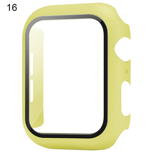Flmtop 1 Pce Protecteur d'Écran de Montre avec Protection Globale à 360° Anti-Rayures Étuis de Montre Intelligente PC Verre Trempé Protecteur d'Écran de Montre Housse de Protection Confortable Compatible avec Apple Watch 6/Se