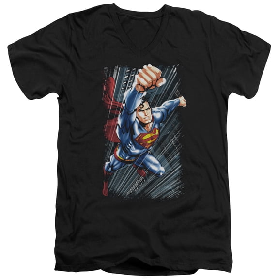 Superman Faster Than Adult V-Neck T-Shirt 30/1 T-Shirt Black