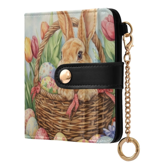 Qxltty Easter Rabbit Ladies Wallet Rfid Slim Thin Compact Credit Card Women Wallet Zipper Coin Pocket and ID Window for Female Gifts
