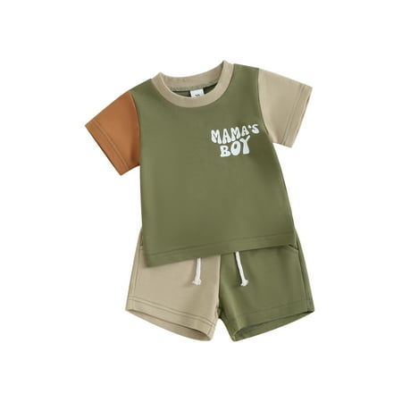 

Mioliknya Baby 2Pcs Summer Outfits Contrast Color Tops and Pocket Shorts