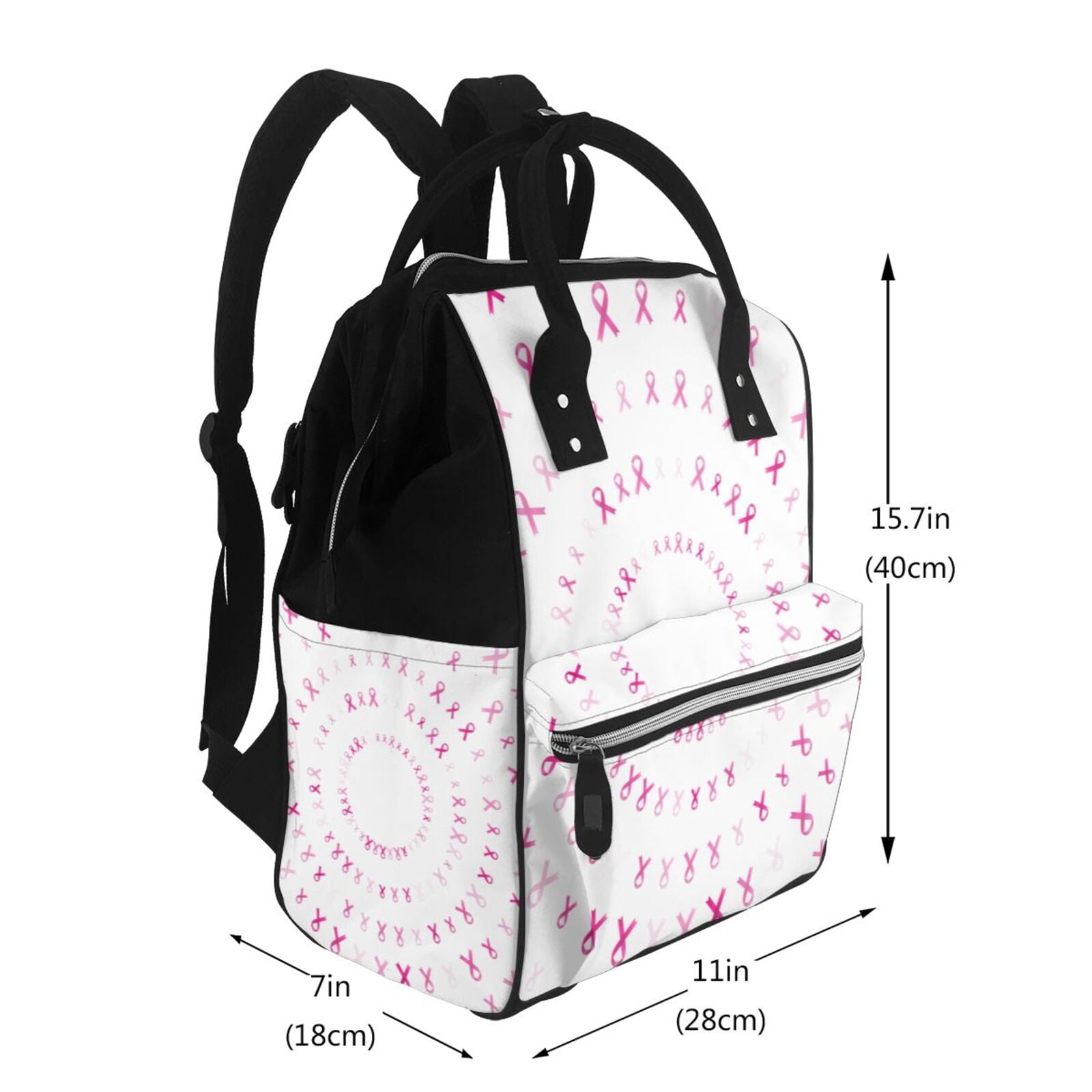 Ratiio Breast Cancer Awareness (4) Mummy Backpack - Waterproof Twill Canvas, Large Capacity Diaper Bag with Multiple Pockets and Adjustable Straps