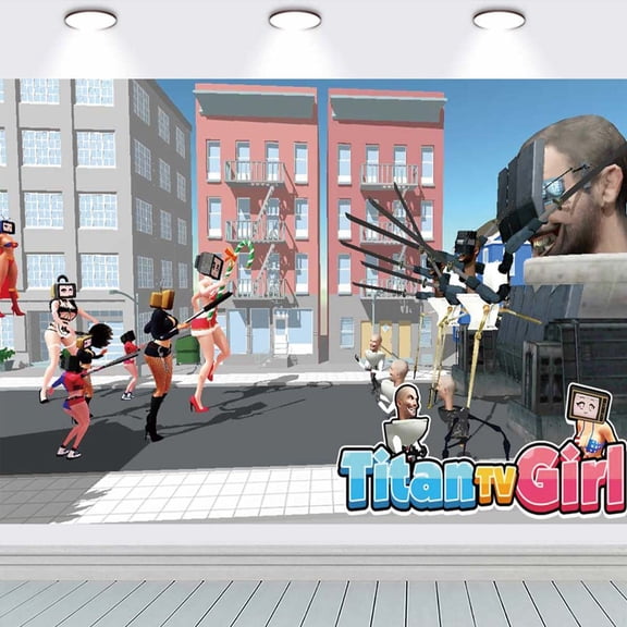 Titan TV Man Skibidi Toilet school Poster Backdrop Banner Party Supplies Birthday Decorations Background for Photography Taspestry