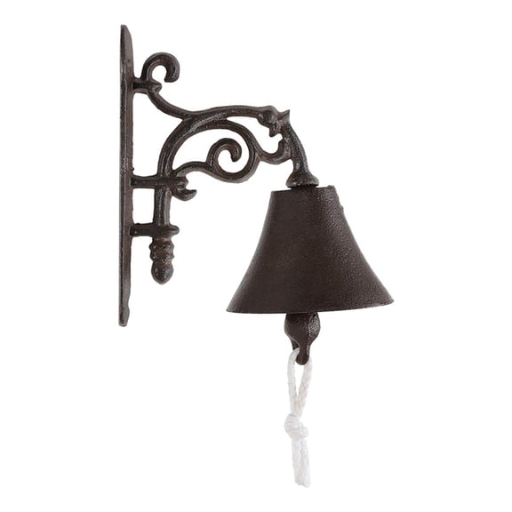 Outdoor Dinner Bell, Rustic Large Cast Iron Wall Mounted Metal Door Bell for Farm House Outside Decorative Accent Bells