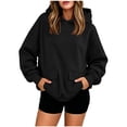 thumbnail image 2 of SYwaren Plus Size Hoodie for Women Pullover Sweatshirt Long Sleeve Casual Solid Color Dual Flap Pockets Fall Winter Tops, 2 of 8