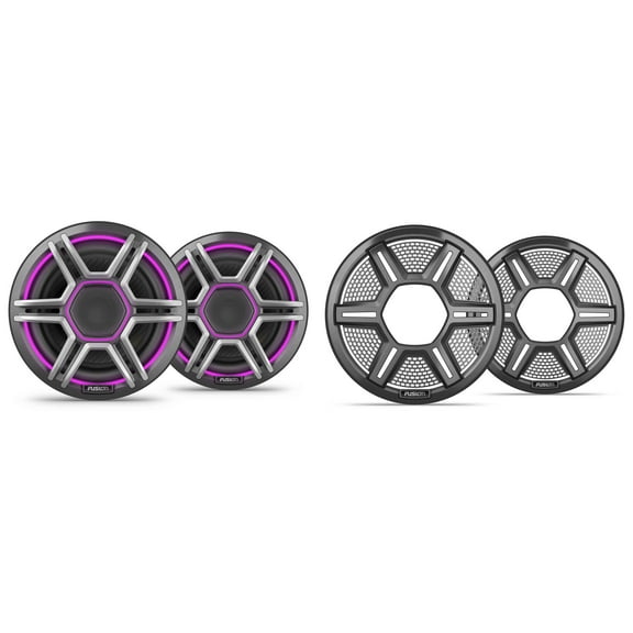 Garmin Fusion Apollo AP-FL65SPG 6.5" LED Marine Speakers Sport Grills, Gray, Pair with Garmin Fusion Apollo 010-13290-10 6.5" Sport Grills, Mesh Gray, Pair (AP-G65SHG)