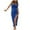 Blue, variant on Women's Summer Curvy Ribbed Drawstring Slit Pleated High Waist Sleeveless Round Neck High Slit Dresses,Side High Slit Bodycon Ruched Midi Tank Dress