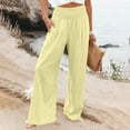 thumbnail image 2 of Ashirexll Wide Leg Pants Woman, High Waisted Pants for Women, Summer Women's High Waist and Elastic Waistband Casual Pants Comfortable Wide Leg Pants with Pockets, 2 of 7