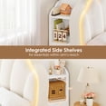 thumbnail image 5 of Hiphuta Queen Floating Bed Frame with Crown Storage Headboard, Velvet Upholstered Platform Bed with LED Lights & Charging Station, No Box Spring Needed, White, 5 of 7