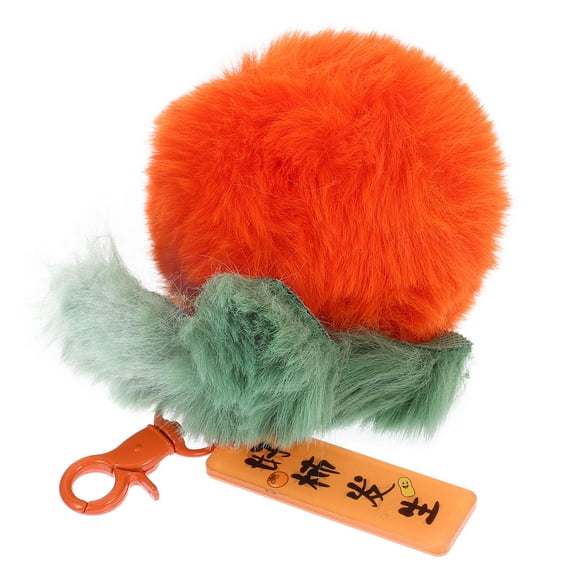 DINHEAROM Stuffed Fruit Keyring Artificial Wool Orange Round Purse Charm For Cell Phone 1Pack