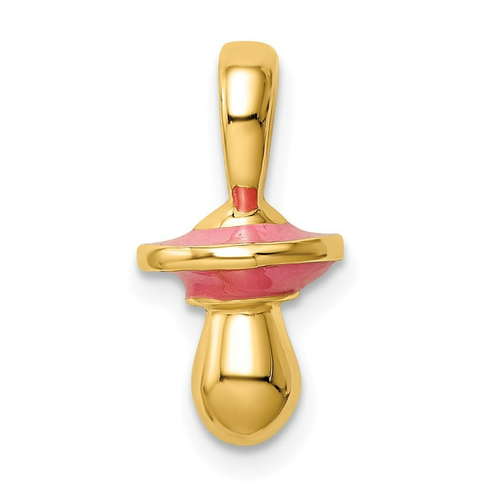 14k Gold 3 d Pacifier With Pink Enamel Charm Jewelry Gifts for Women